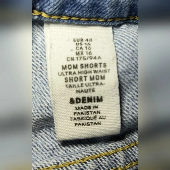 H&M Women's Ultra High Waisted Mom Plus Distressed Jean Shorts, 16 - Picture 3 of 10